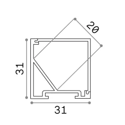 Striscia Led SLOT ANG QUADRO D31xD31 3000 mm AL, 300 x 3 x h3 cm,<Dmora Best Sale