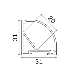 Striscia Led SLOT ANG TONDO D31xD31 3000 mm AL, 300 x 3 x h3 cm,<Dmora Best