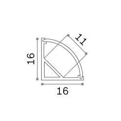 Striscia Led SLOT ANG TONDO D16xD16 1000 mm AL, 100 x 2 x h2 cm,<Dmora Shop