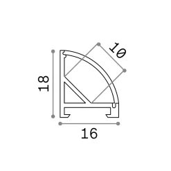 Striscia Led SLOT ANG TONDO D16xD18 3000 mm WH, 300 x 2 x h2 cm,<Dmora Sale
