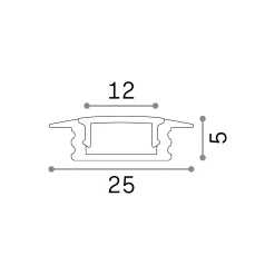 Striscia Led SLOT REC TRIM D25xD5 3000 mm WH, 300 x 3 x h1 cm,<Dmora Best Sale