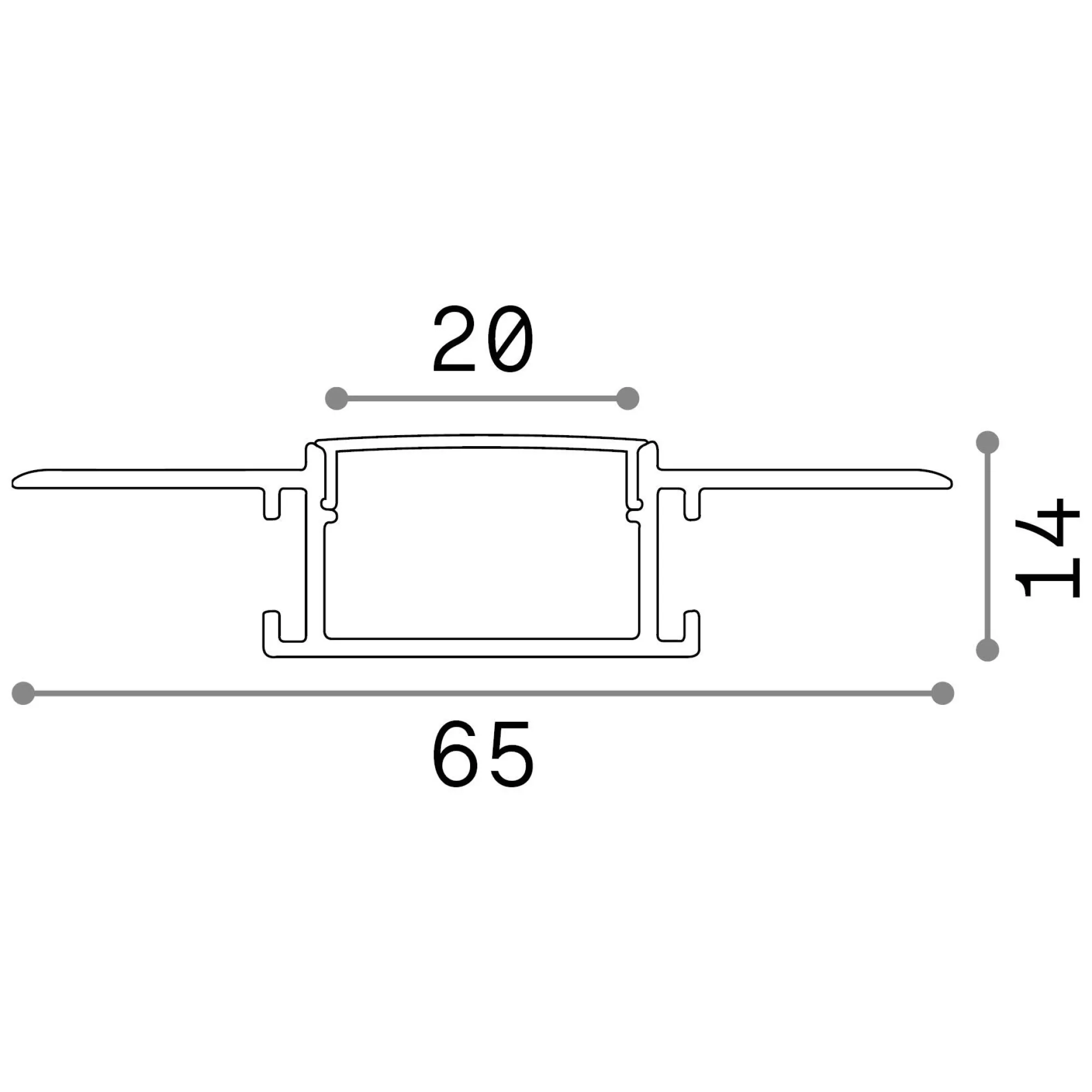 Striscia Led SLOT REC TRIMLESS D65xD14 2000 mm WH, 200 x 7 x h1 cm,<Dmora Cheap