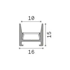 Striscia Led SLOT SUR D16 x D15 2000 mm BK, 2 x 2 x h200 cm,<Dmora Hot