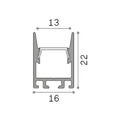 Striscia Led SLOT SUR D16 x D22 2000 mm WH, 2 x 2 x h200 cm,<Dmora Store