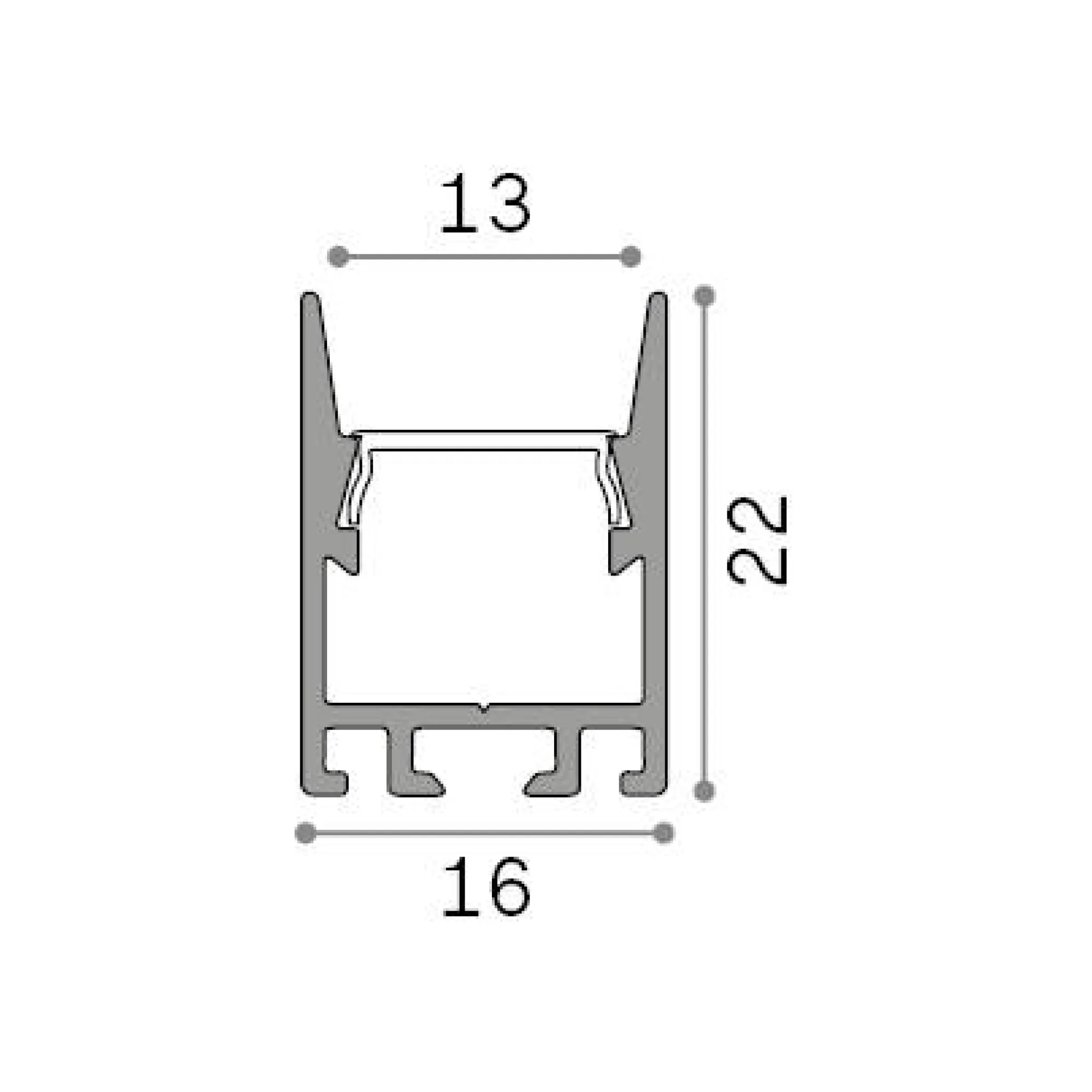 Striscia Led SLOT SUR D16 x D22 2000 mm WH, 2 x 2 x h200 cm,<Dmora Store