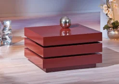 Tavolino con doppio ripiano rotante in MDF laccato lucido<Dmora New