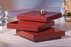 Tavolino con doppio ripiano rotante in MDF laccato lucido<Dmora Fashion