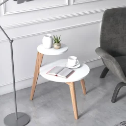 Tavolino da caffè con due piani rotondi, cm 50 x 50 x 62, colore<Dmora Sale