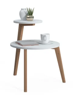 Tavolino da caffè con due piani rotondi, cm 50 x 50 x 62, colore<Dmora Discount