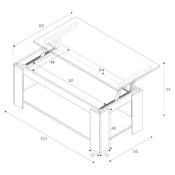 Tavolino da salotto Aeolus, 102x50h43/54 cm, opaco<Dmora Flash Sale