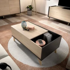 Tavolino da salotto Alexius, 99x60h41 cm, Antracite e Rovere<Dmora Cheap