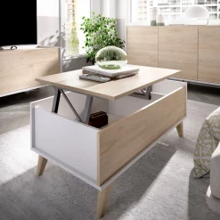 Tavolino da salotto Alexius, 99x60h41 cm, Rovere e Bianco<Dmora Store