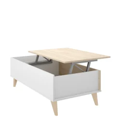 Tavolino da salotto Alexius, 99x60h41 cm, Rovere e Bianco<Dmora Store