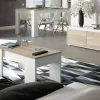 Tavolino da salotto Almas, 100x50h45/56 cm, Bianco e Rovere<Dmora Store