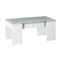 Tavolino da salotto Almas, 100x50h45/56 cm, Bianco e cemento<Dmora Best Sale
