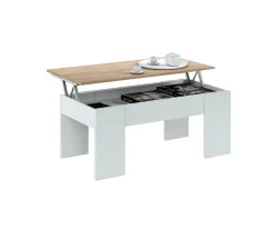 Tavolino da salotto Almas, 100x50h45/56 cm, Bianco e Rovere<Dmora Store