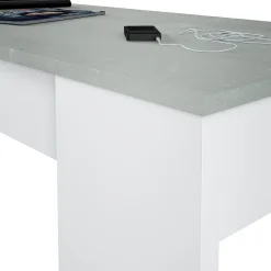 Tavolino da salotto Almas, 100x50h45/56 cm, Bianco e cemento<Dmora Best Sale