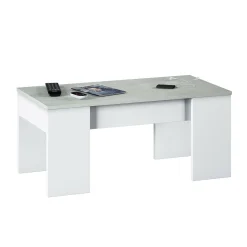 Tavolino da salotto Almas, 100x50h45/56 cm, Bianco e cemento<Dmora Best Sale