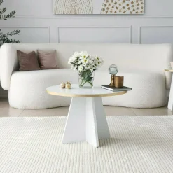 Tavolino da salotto Armanda, 60x60h40 cm, Oro e Bianco<Dmora Store