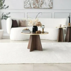 Tavolino da salotto Armanda, 60x60h40 cm, Oro e Noce<Dmora Online