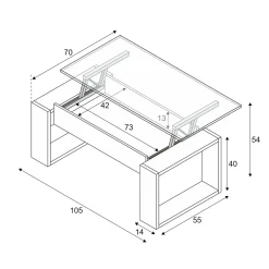Tavolino da salotto Aspra, 105x55h45/56 cm,<Dmora Store