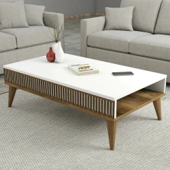 Tavolino da salotto Atrani, 105x60h35 cm, Noce e Bianco<Dmora Outlet