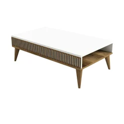 Tavolino da salotto Atrani, 105x60h35 cm, Noce e Bianco<Dmora Outlet