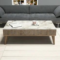 Tavolino da salotto Atrani, 105x60h35 cm, Noce e Bianco<Dmora Outlet