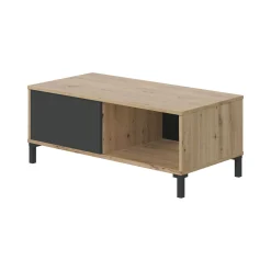Tavolino da salotto Axinia, 100x50h40 cm, Rovere nodi e Antracite<Dmora Fashion