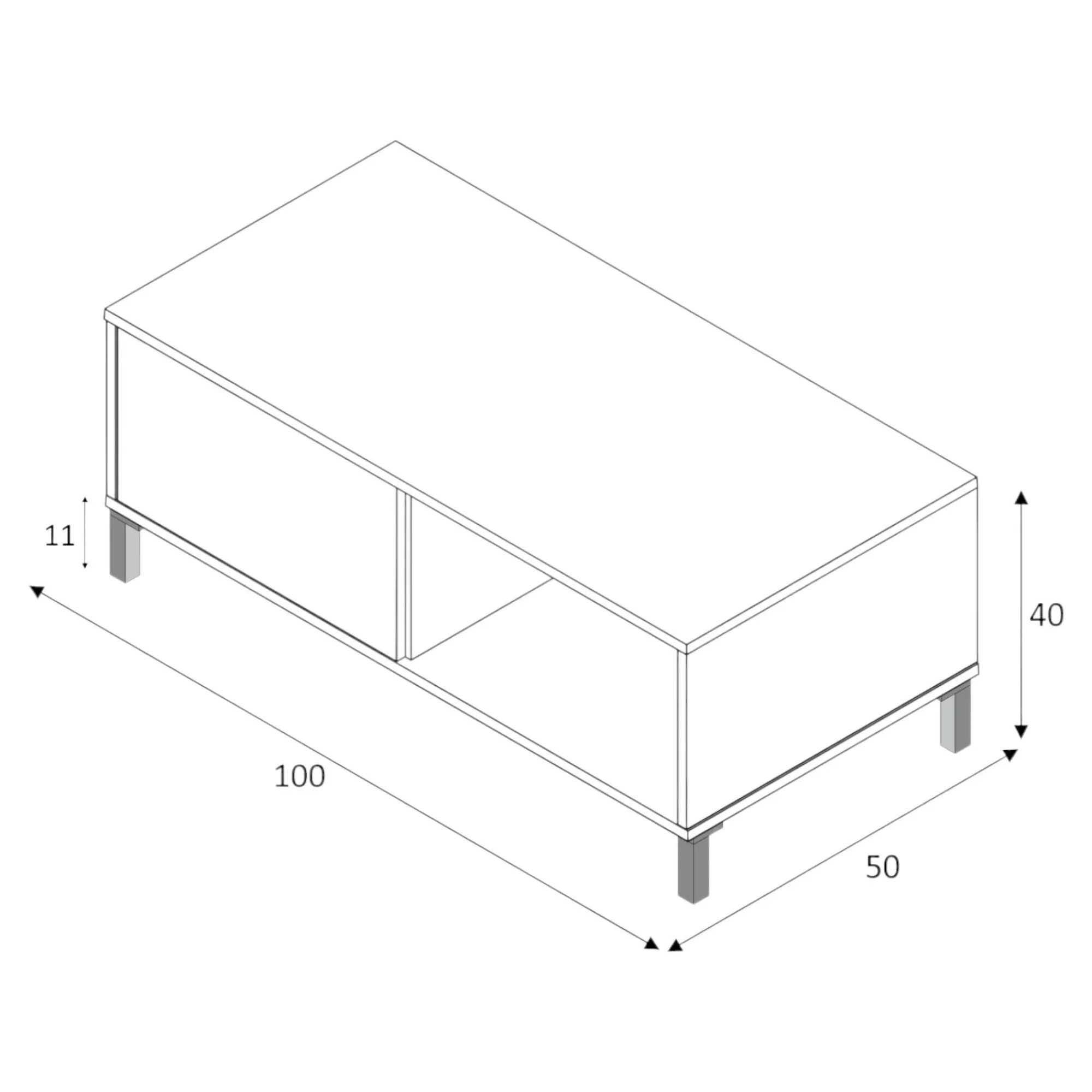 Tavolino da salotto Axinia, 100x50h40 cm, Rovere e Bianco<Dmora New