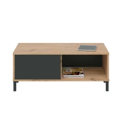 Tavolino da salotto Axinia, 100x50h40 cm, Rovere nodi e Antracite<Dmora Fashion