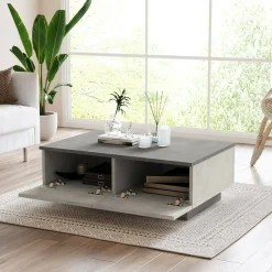 Tavolino da salotto Ay, 90x60h32 cm, Argento e Antracite<Dmora Best