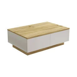 Tavolino da salotto Ay, 90x60h32 cm, Quercia e Bianco<Dmora Cheap