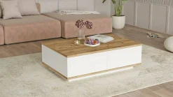 Tavolino da salotto Babila, 90x60h29 cm, Quercia e Bianco<Dmora Flash Sale