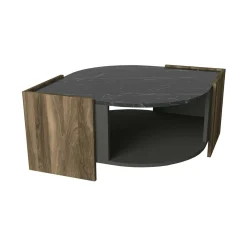 Tavolino da salotto Baone, 75x75h40 cm, Noce e Nero<Dmora Discount