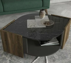 Tavolino da salotto Baone, 75x75h40 cm, Noce e Nero<Dmora Discount