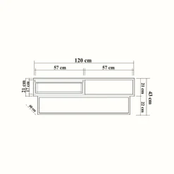 Tavolino da salotto Bard, 120x60h43 cm, Noce e Nero<Dmora Flash Sale