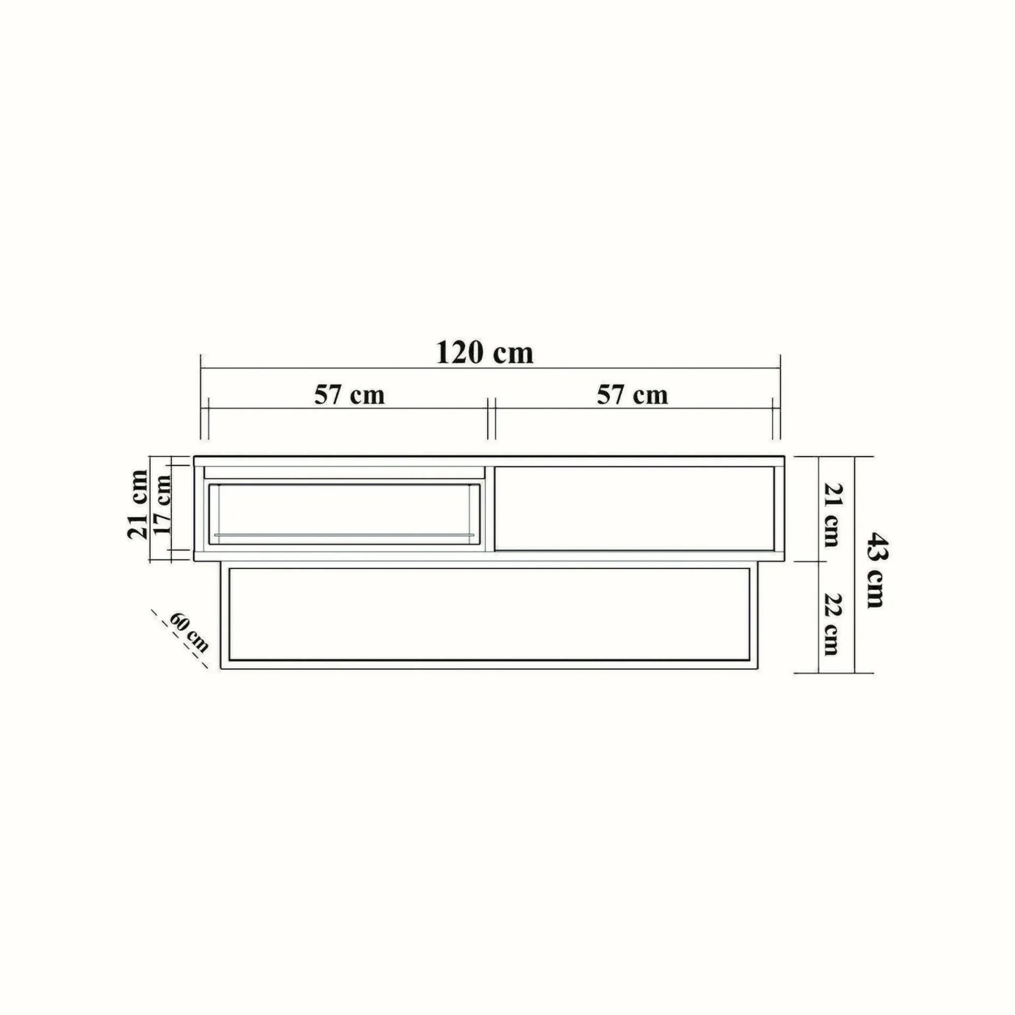 Tavolino da salotto Bard, 120x60h43 cm, Noce e Nero<Dmora Flash Sale