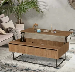 Tavolino da salotto Barghe, 120x60h43 cm, Noce e Nero<Dmora Cheap
