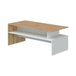 Tavolino da salotto Bartolomea, 100x50h43 cm, Rovere Nodi e Bianco lucido<Dmora Flash Sale