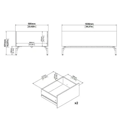 Tavolino da salotto Bijli, 60x100 h43 cm, Quercia e Nero<Dmora Shop