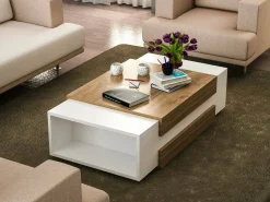 Tavolino da salotto Corineo, 110x57h31 cm, Bianco e Noce<Dmora Discount