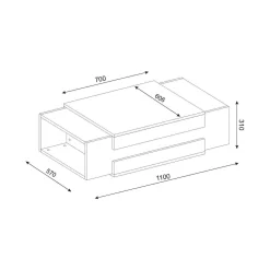 Tavolino da salotto Corineo, 110x57h31 cm, Bianco e Noce<Dmora Discount