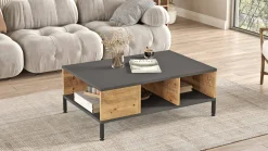Tavolino da salotto Dalbertoagostinell, 90x60 h33 cm, Quercia e Antracite<Dmora Sale