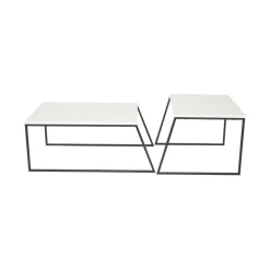 Tavolino da salotto Dbassin, 88x50 h38 cm, Bianco e Nero<Dmora Shop