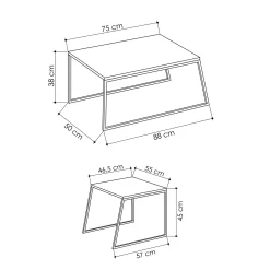 Tavolino da salotto Dbassin, 88x50 h38 cm, Bianco e Nero<Dmora Shop