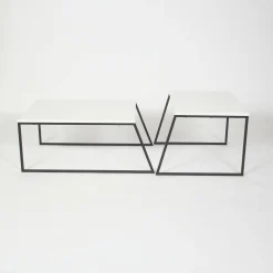 Tavolino da salotto Dbassin, 88x50 h38 cm, Bianco e Nero<Dmora Shop
