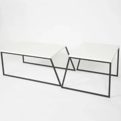 Tavolino da salotto Dbassin, 88x50 h38 cm, Bianco e Nero<Dmora Shop