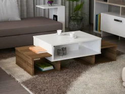 Tavolino da salotto Ddanielledesm, 103x60 h39 cm, Bianco e Noce<Dmora Sale