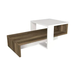Tavolino da salotto Dfrancescomarianav, 40x44 h33 cm, Bianco e Noce<Dmora Fashion